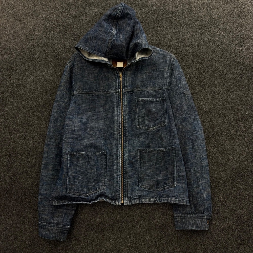 Gap 1969 Vintage Denim Anorak Hooded Jacket Blue Full Zip Medium 307657